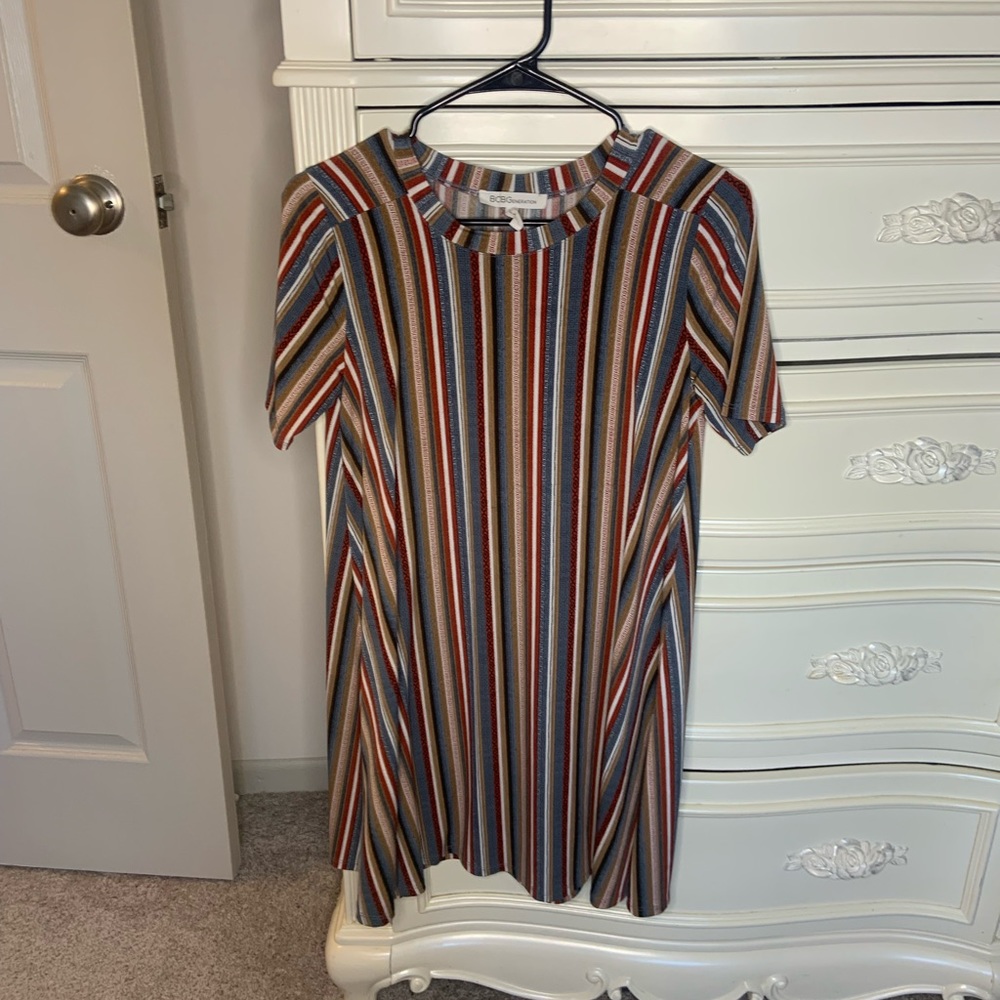 Striped Earthy Short Sleeve Dress